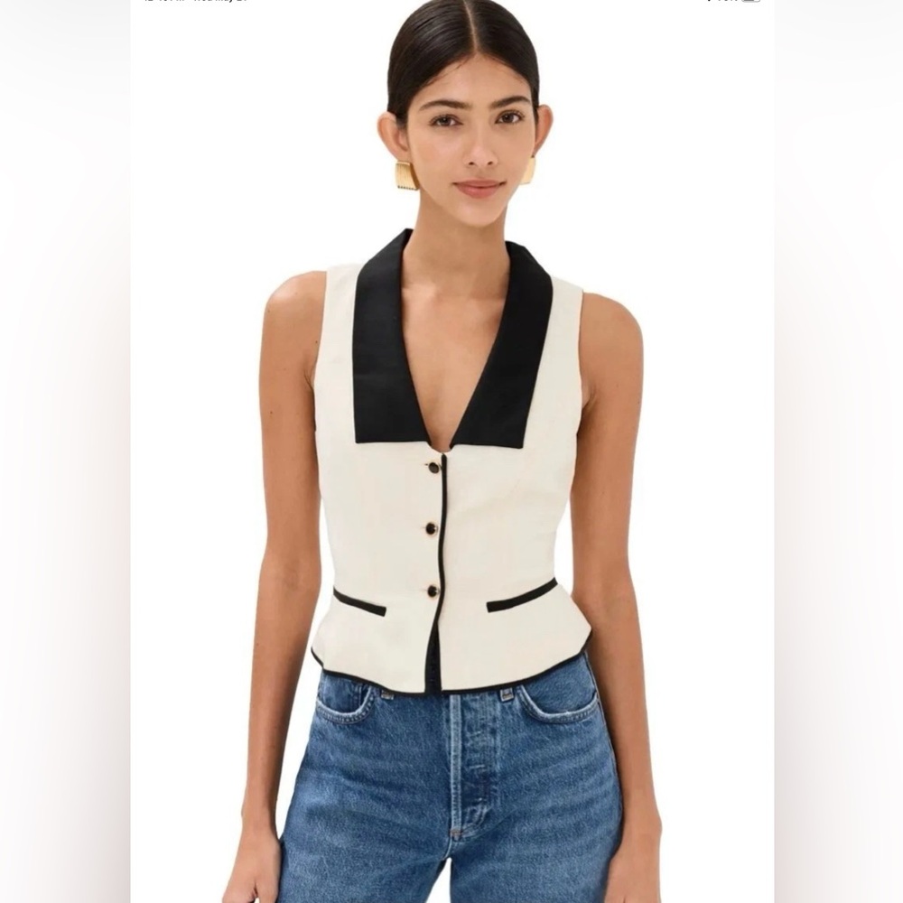 Reformation Black and Cream Women's Top